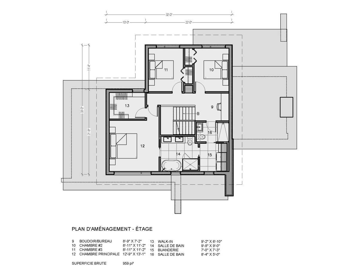 Plan de maison moderne étage 3 chambre