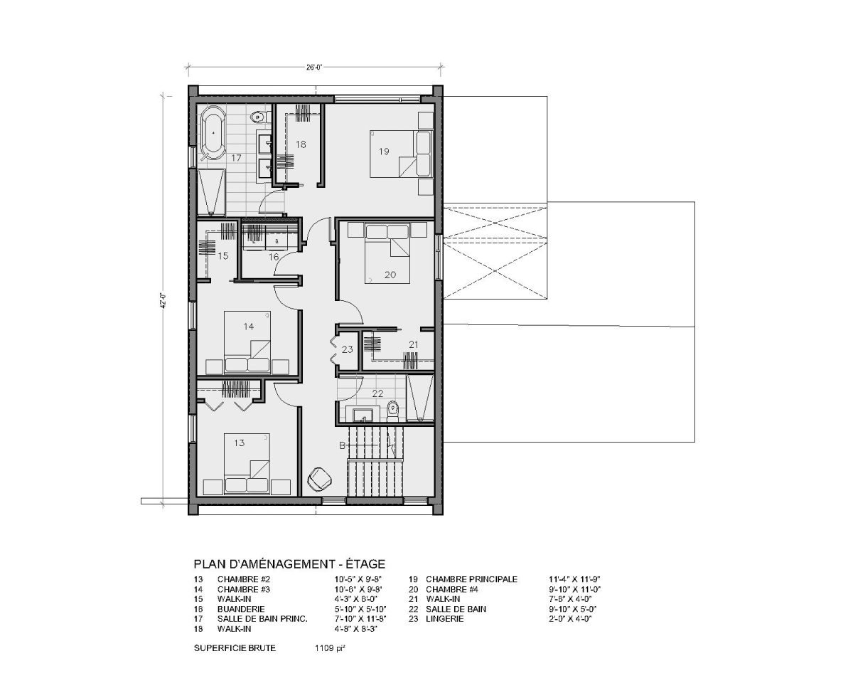 plan de maison étage 4 chambres Aseda