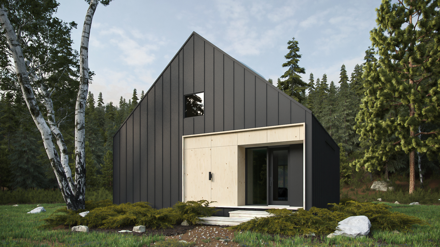 architecture plan de maison bolton petit chalet scandinave noir