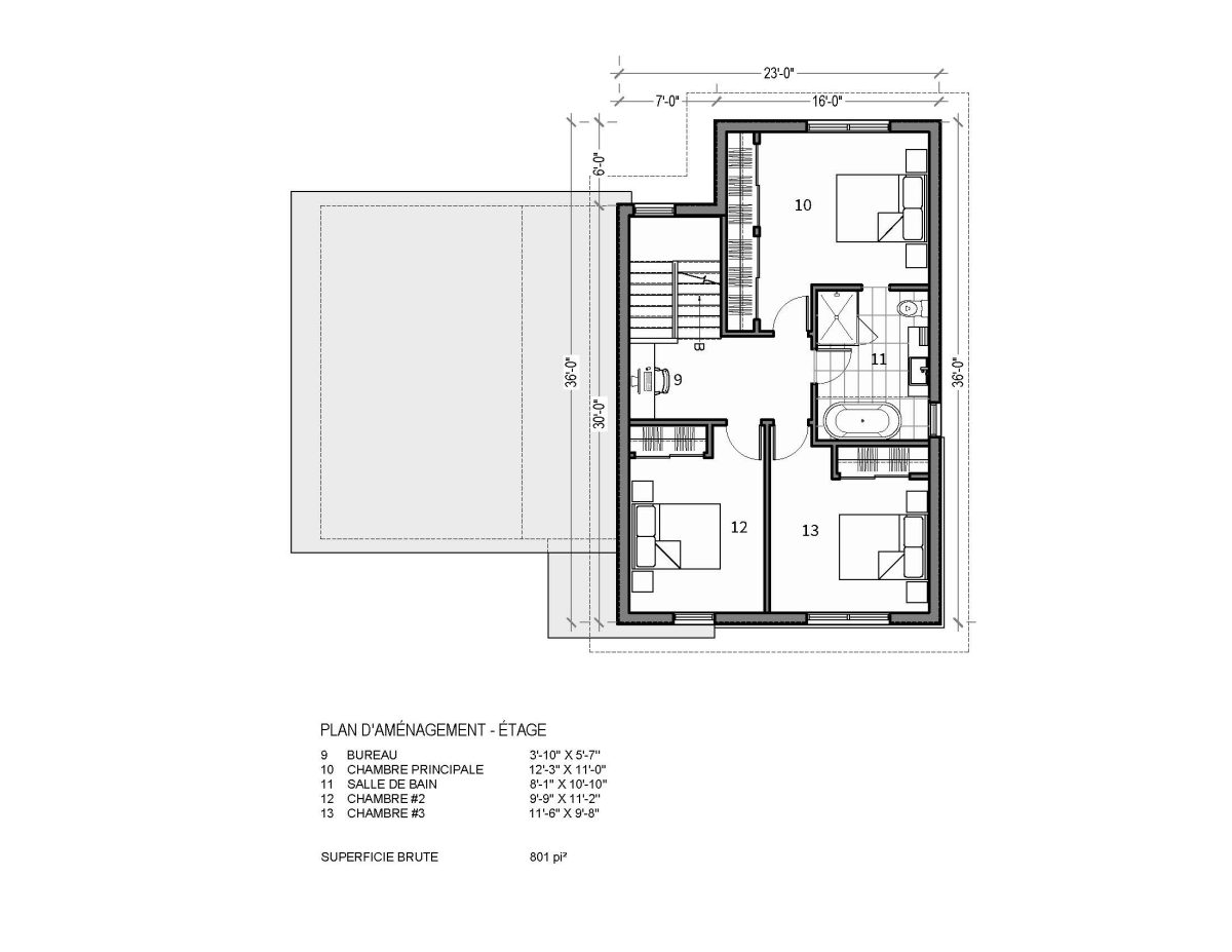 plan de maison étage Valin