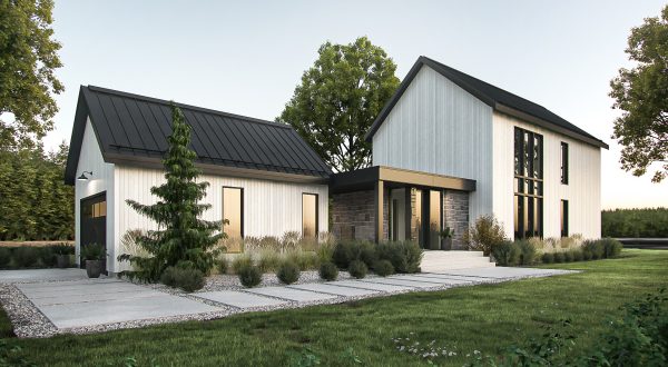 Plan de maison architecture farmhouse transitionnelle moderne