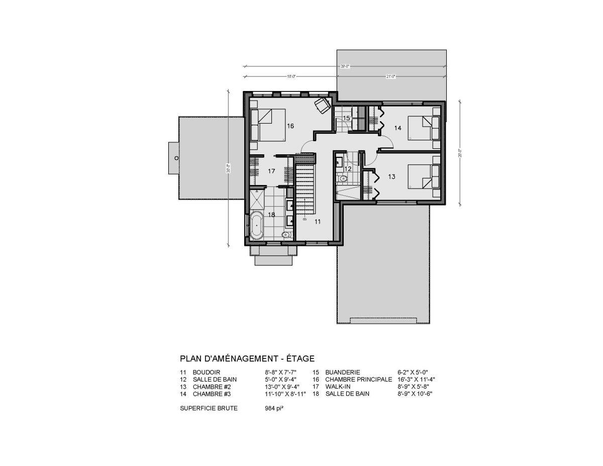 plan de maison farmhouse transitionnel étage brandford