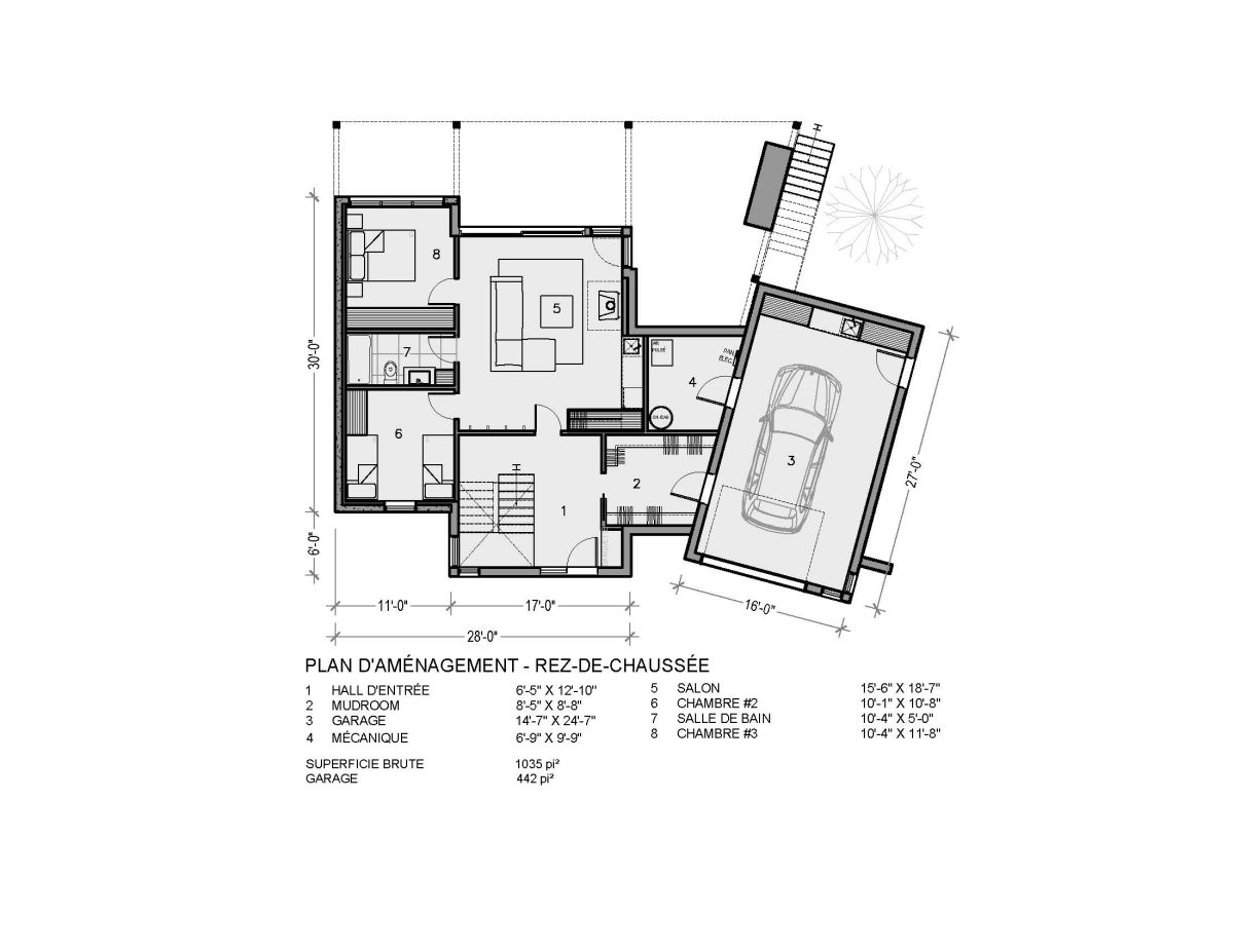 plan de maison aménagement rez de chaussée chalet boréal tamarack